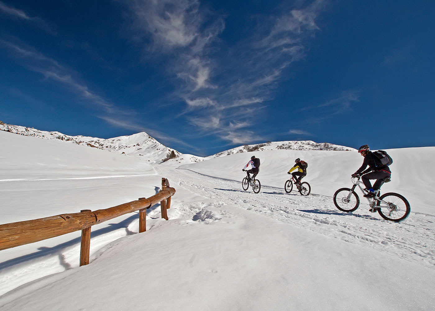 Itinerario sulla neve in bici